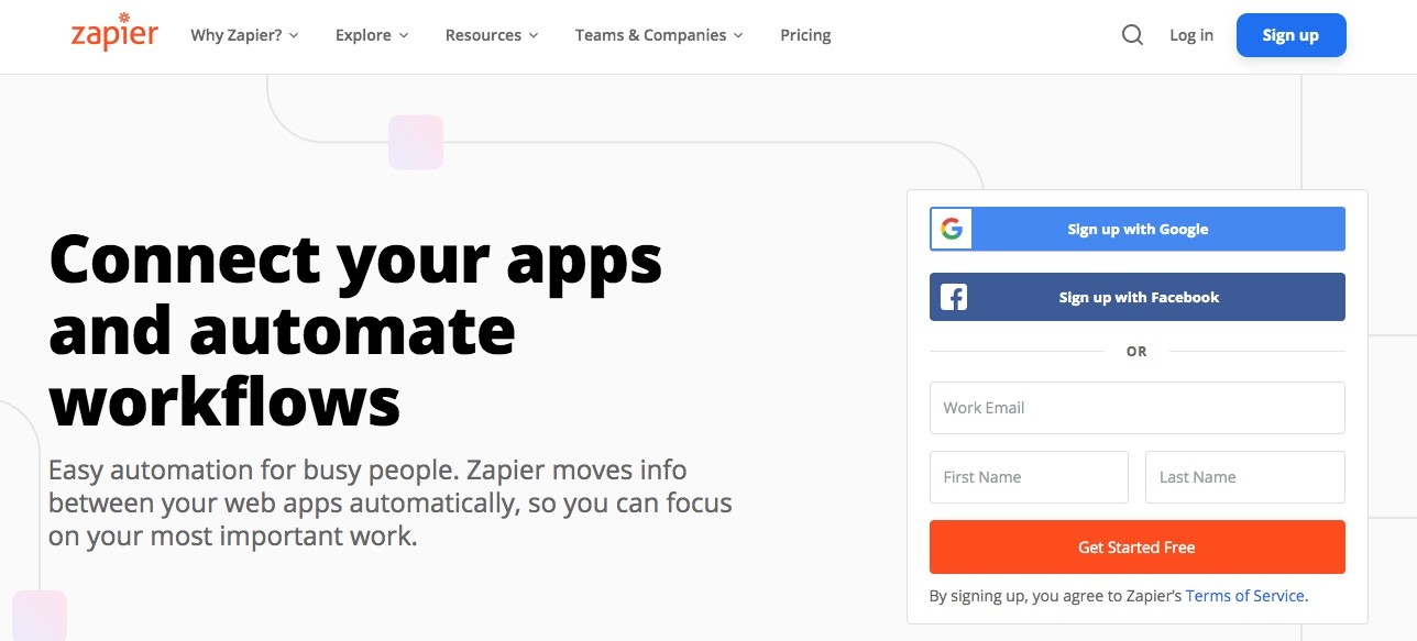 zapier homepage