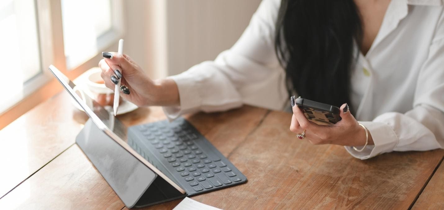 Woman with tablet UX