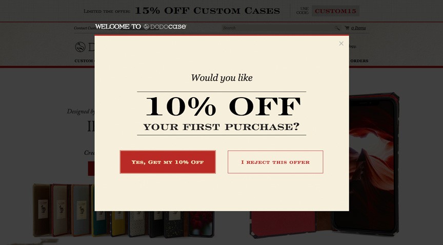 ecommerce popup