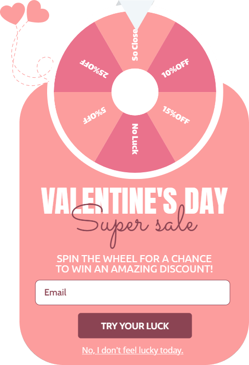 lucky wheel valentine popup