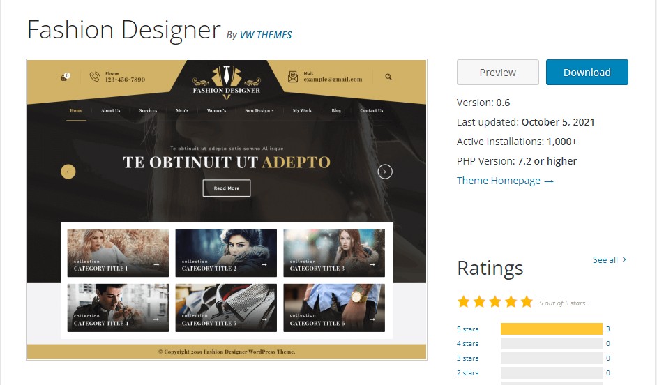 Fashion designer WordPress theme