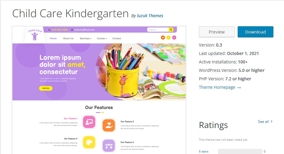 Kindergarten WordPress theme