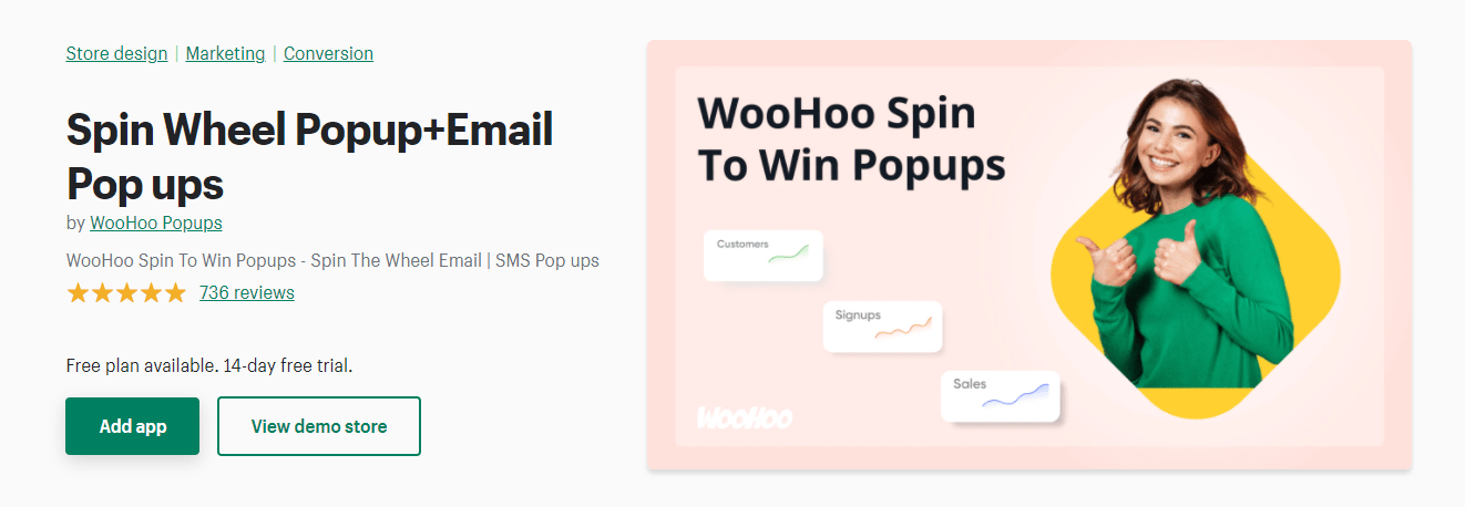 Spin the wheel popup app