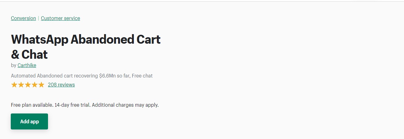 Whatsapp abandoned cart and chat