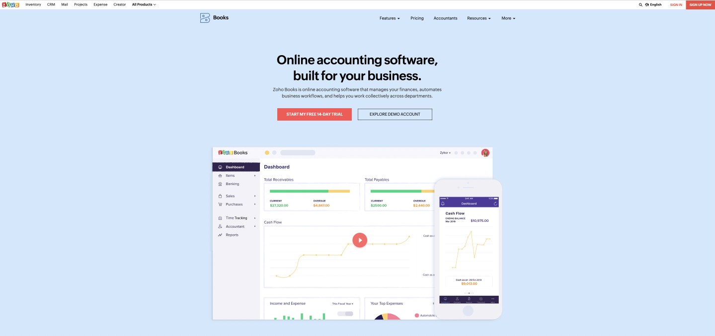 Zoho books accounting app