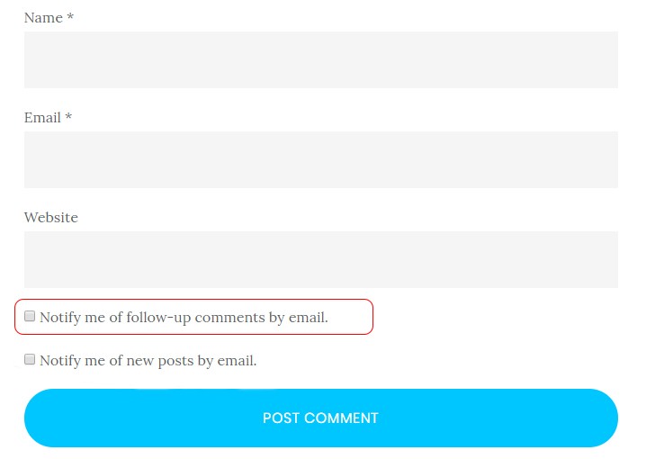 subscription checkbox for getting notify on comments