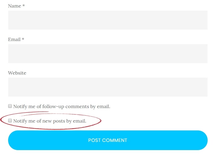Notifications about follow-up comments (using form checkbox) 