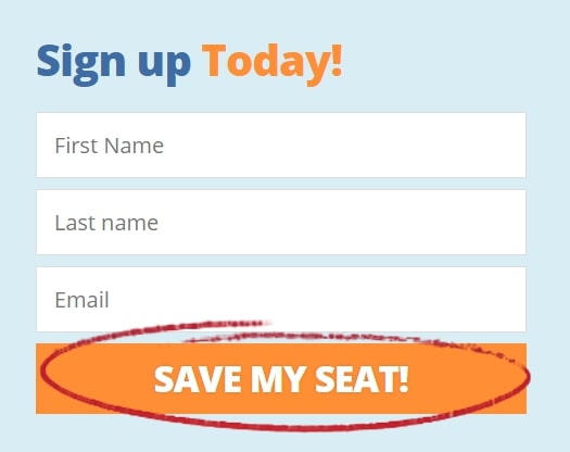Use of "Save my seat" CTA