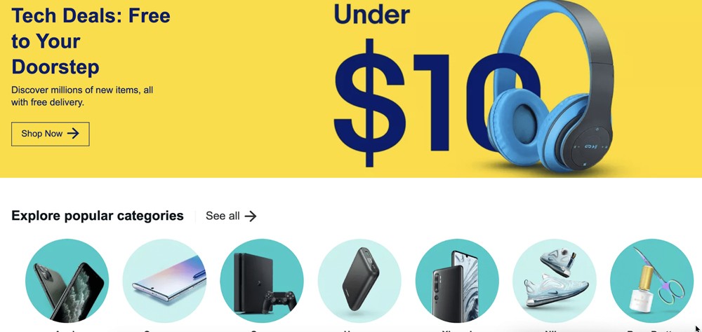 eBay presents banner that get you to stay on the website and buy more