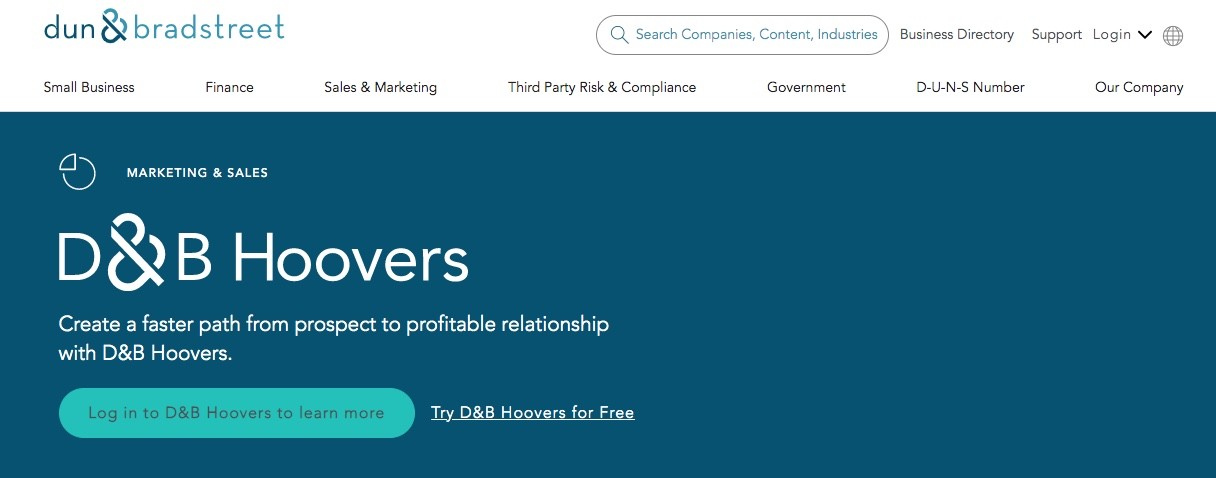 Hoovers homepage