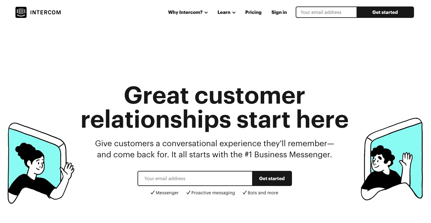 Intercom homepage