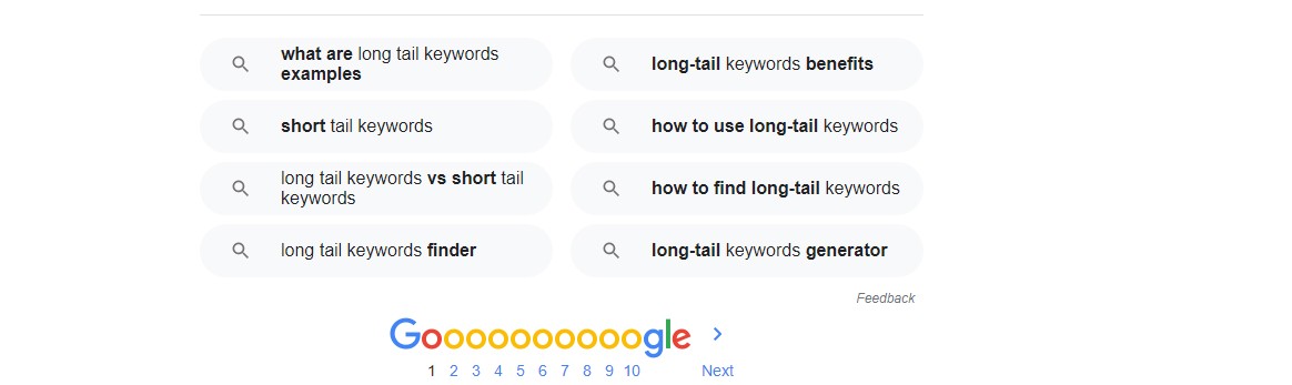 Longtail keywords