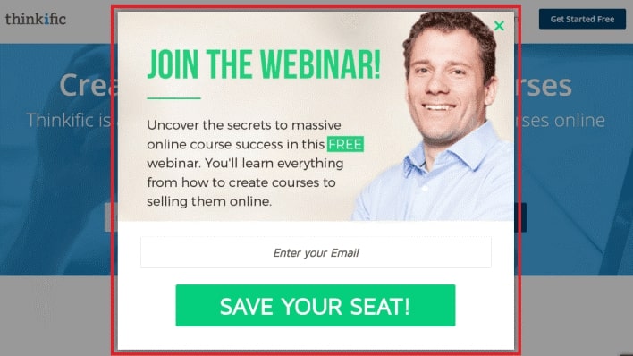 webinar exit-intent popup