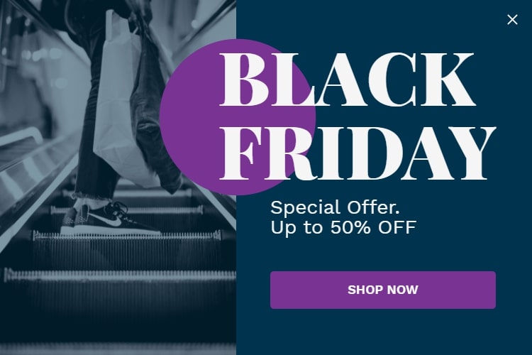 Purple-themed black Friday popup template