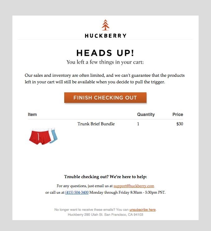 Huckberry email