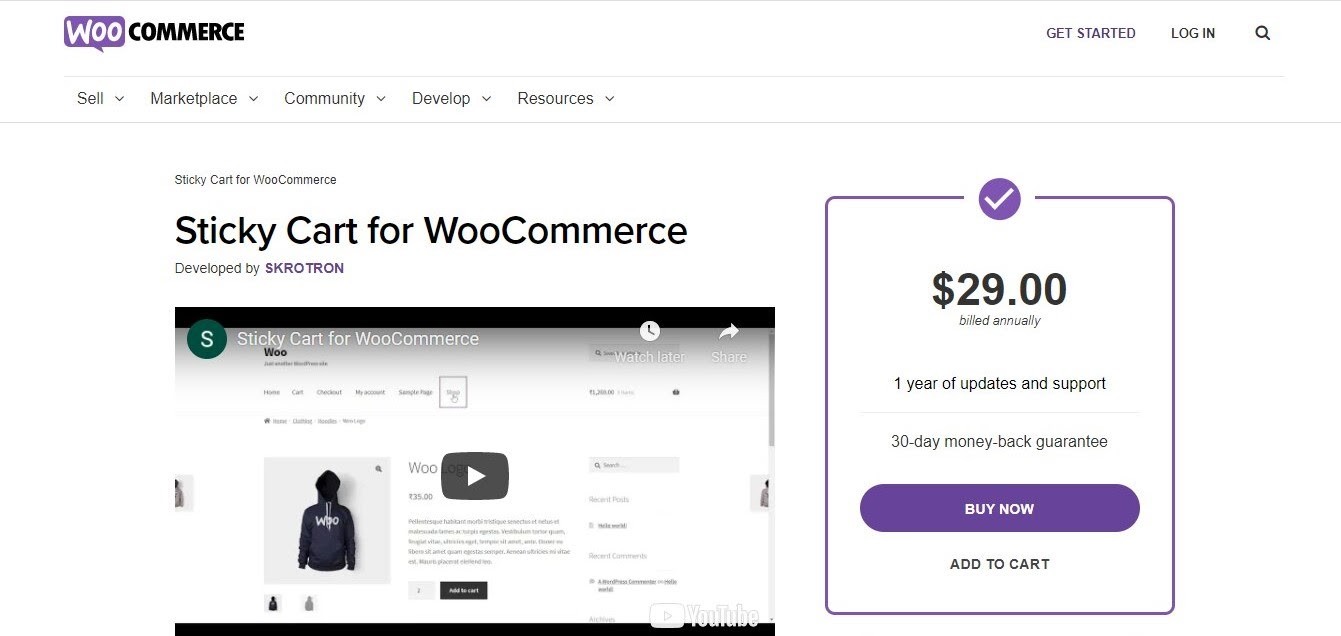 Sticky mini cart WooCommerce