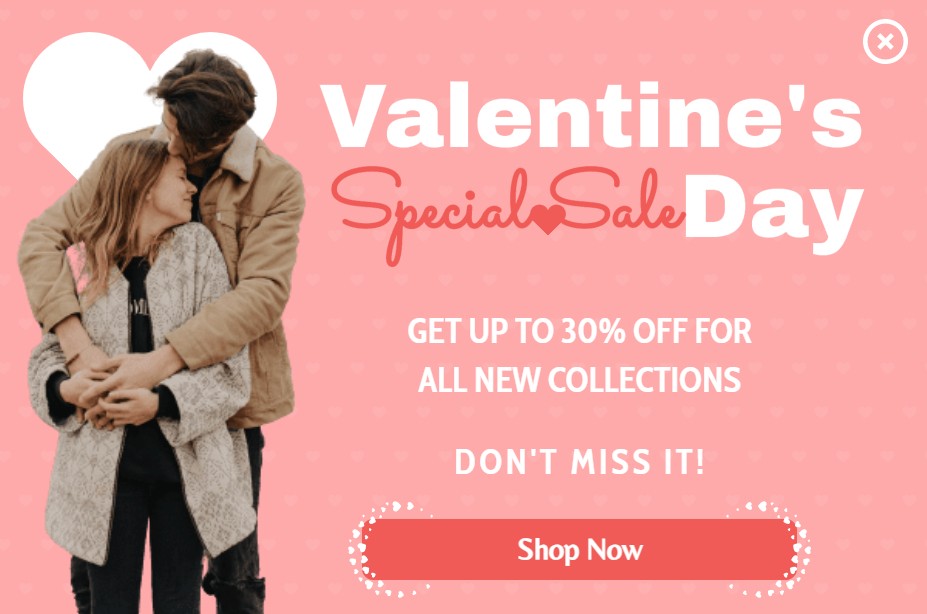 Valentine day campaign popup template