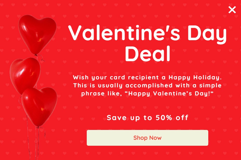 Popup template for Valentine's sales