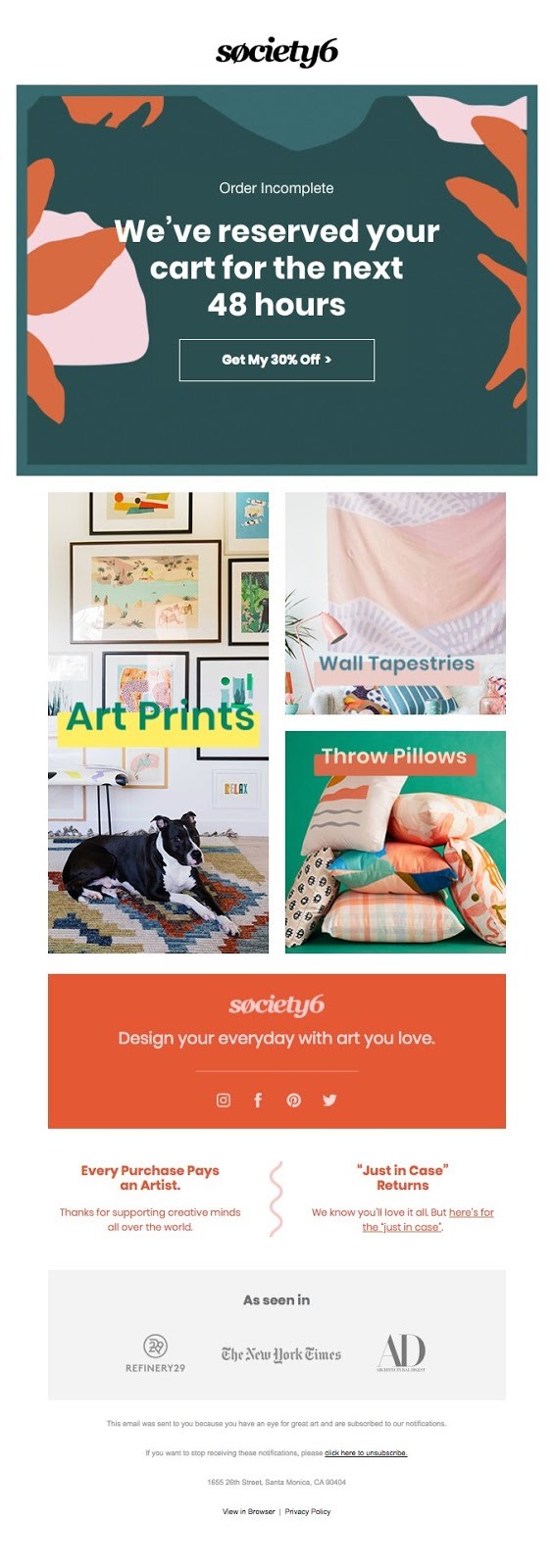Society 6 recovery email