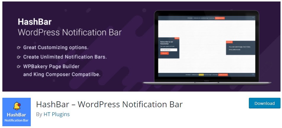 HashBar WordPress Notification Bar