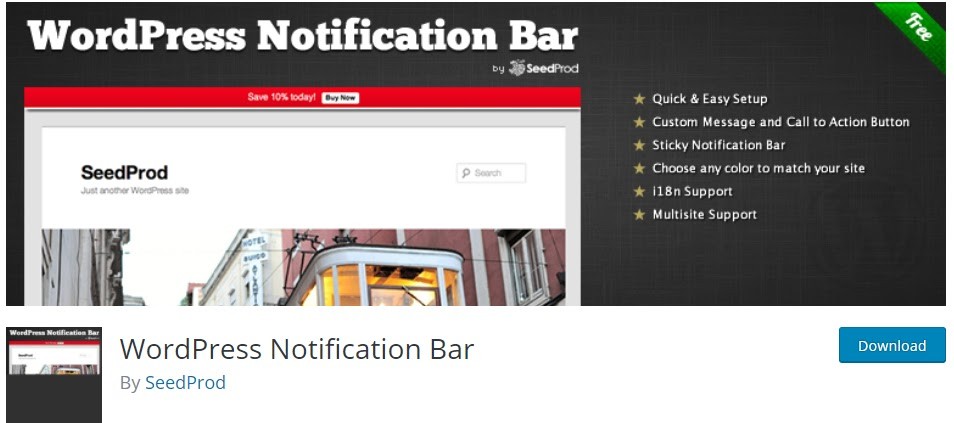 SeedProd Notification Bar Plugin
