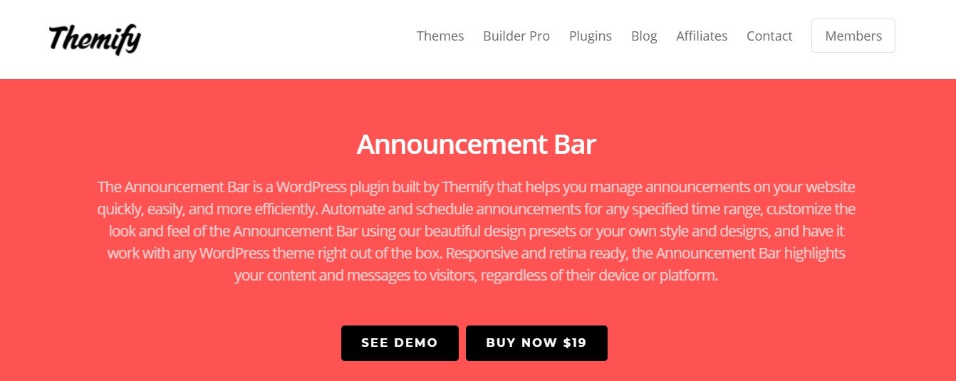 Themify Notification Bar Plugin