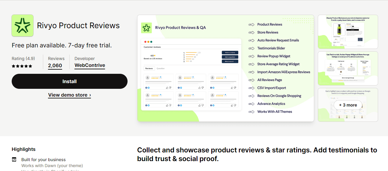 Best Shopify Product Review apps - Rivyo Product Review