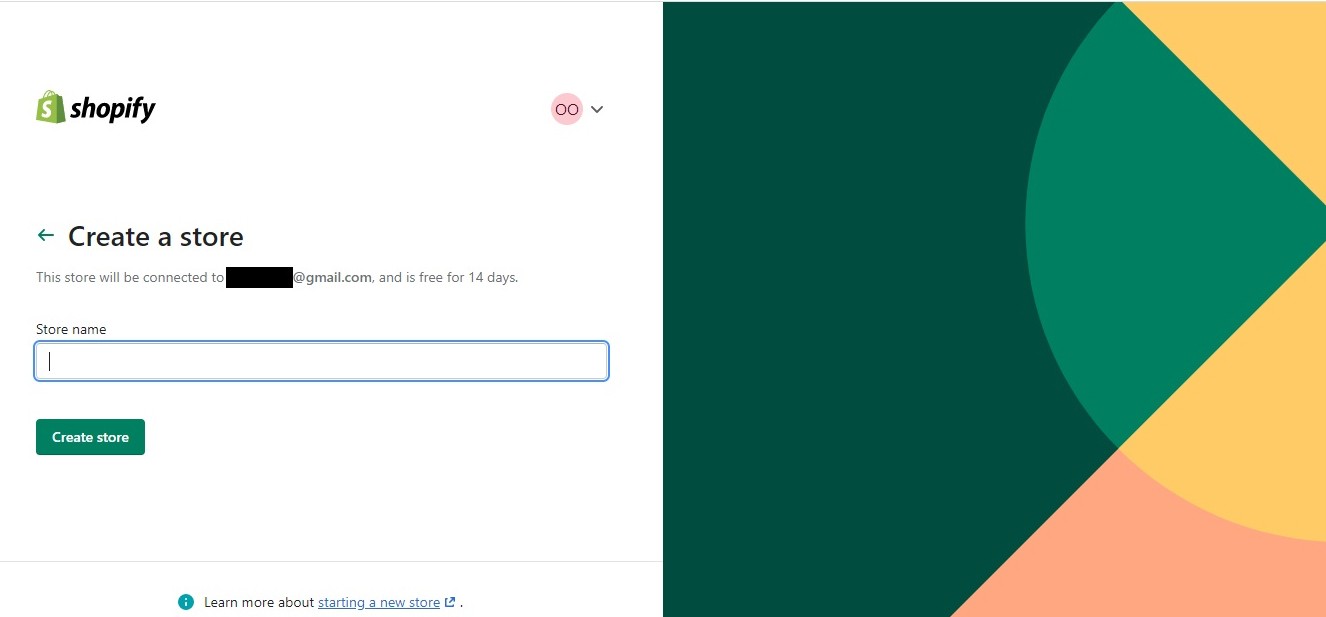 Create Shopify account