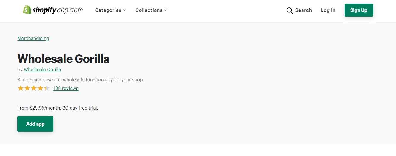 Wholesale Gorilla Shopify Wholesale app