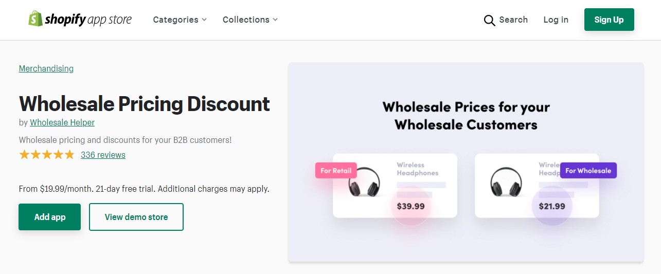 Wholesale pricing discount