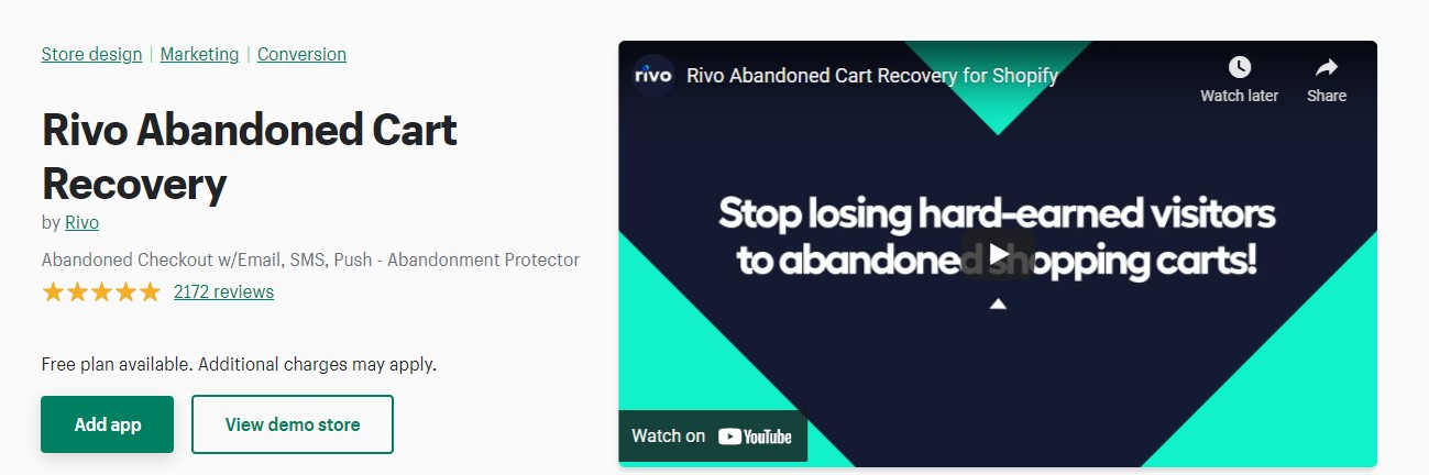 Rivo abandoned cart recovery