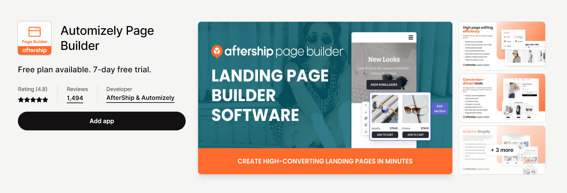 Automizely landing shopify landing page app