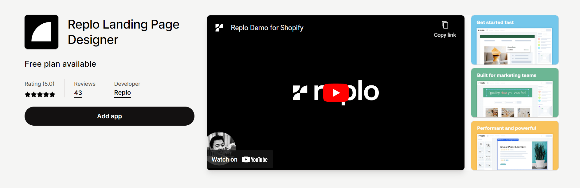 Replo Shopify landing page designer