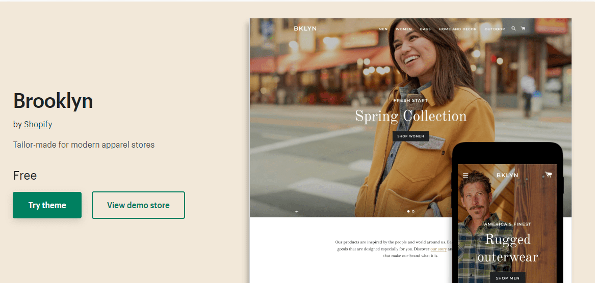 Brooklyn free Shopify theme