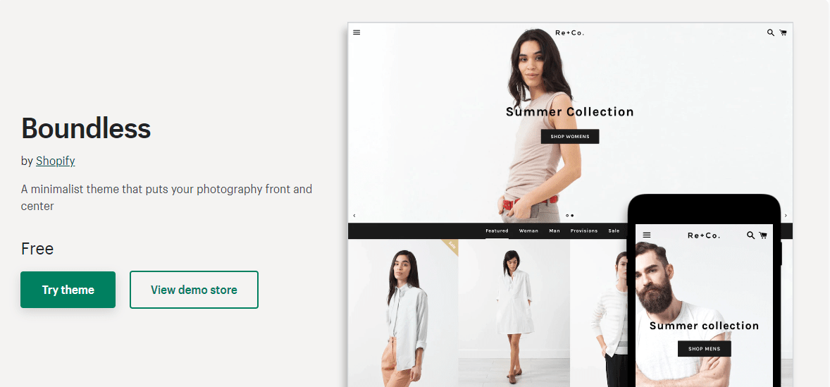 Boundless free Shopify theme