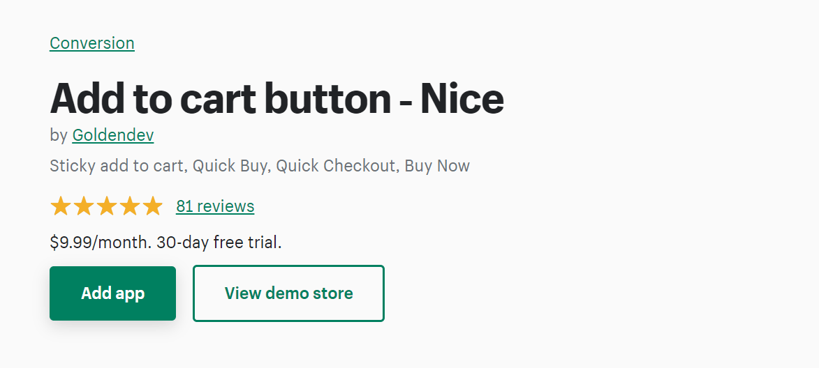 Add to cart button 