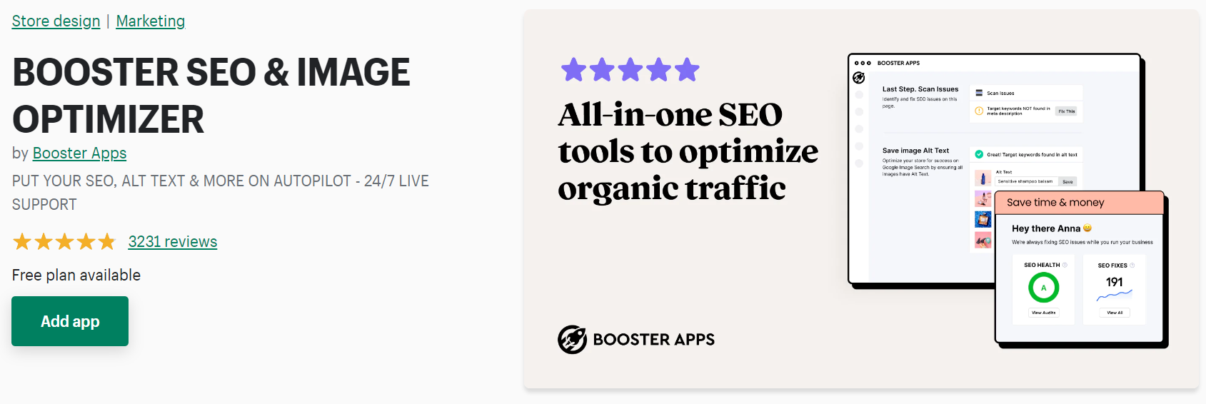 Booster SEO and image optimizer shopify app