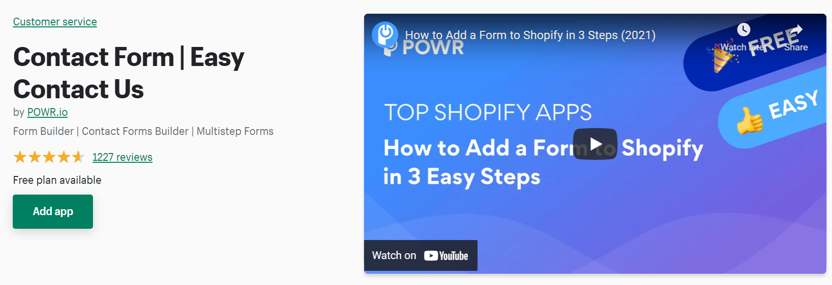 Contact form for Shopify