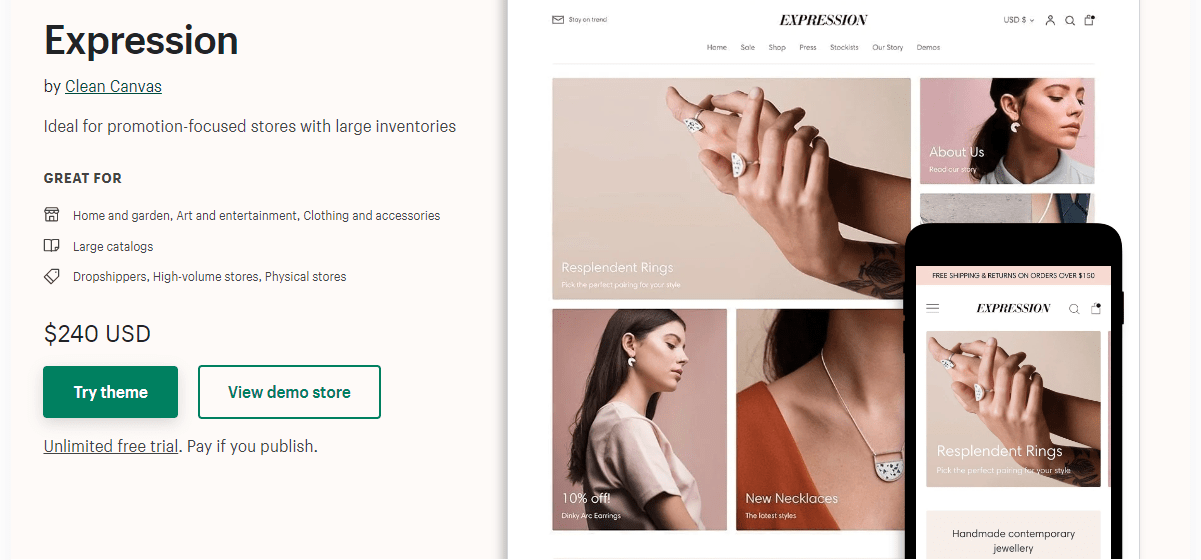 Expression Shopify theme