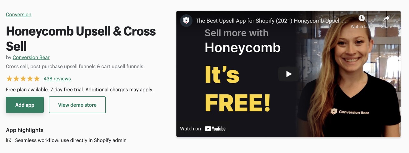 Honeycomb upsell app