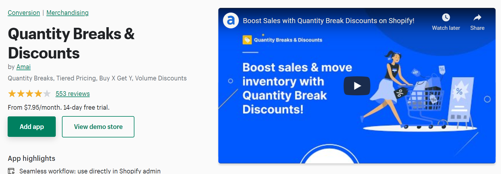 Quantity breaks and discounts