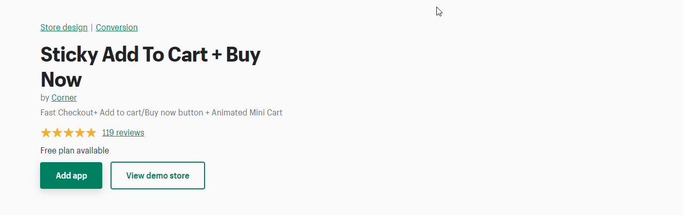 Sticky add to cart app for Shopify