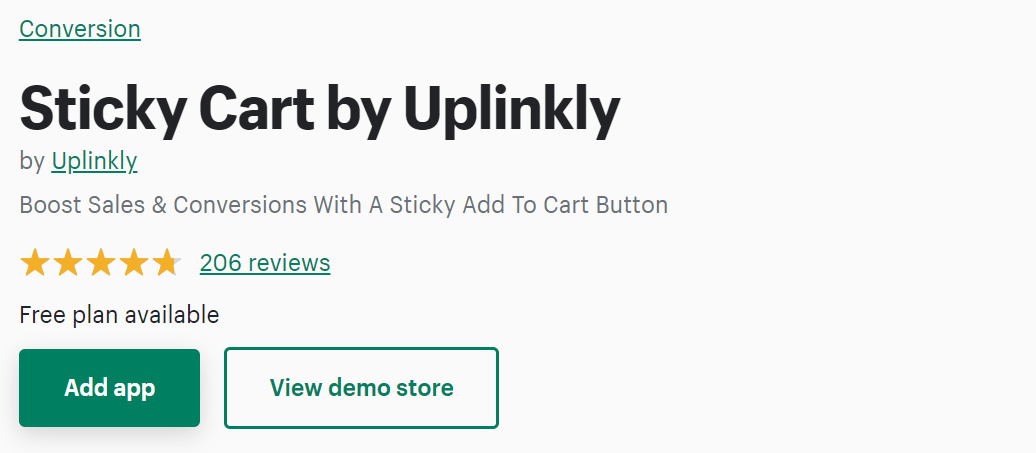Uplinkly add to cart app