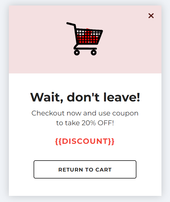 Cart recovery popup