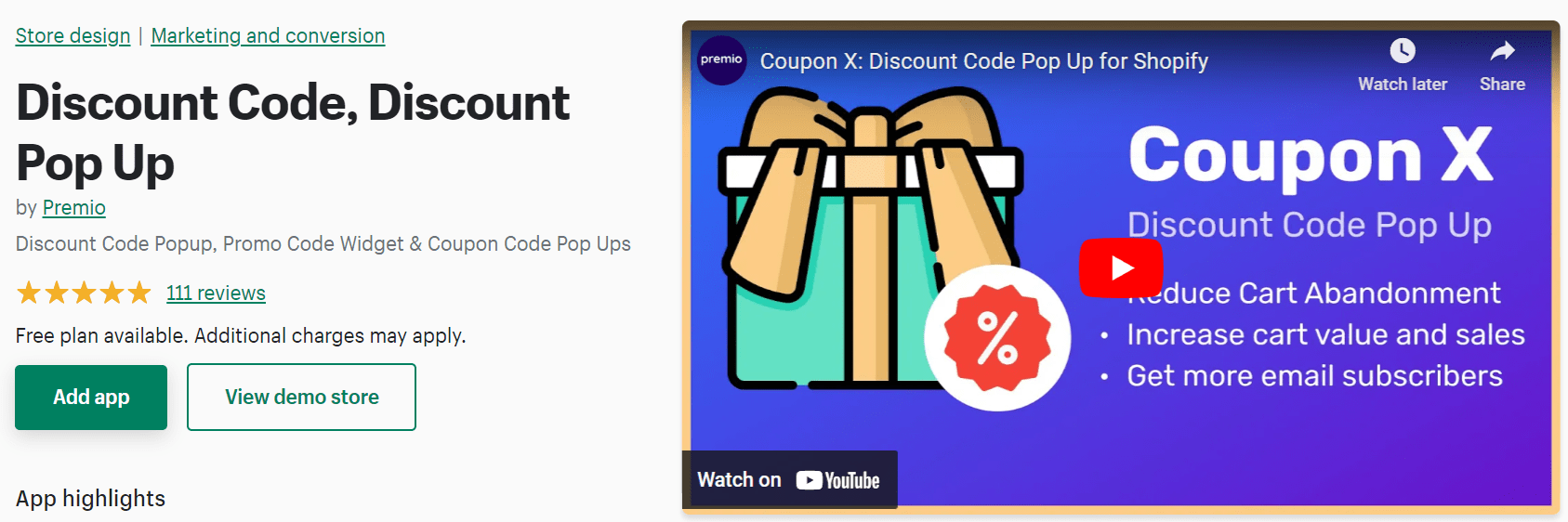 Shopify discount popup app