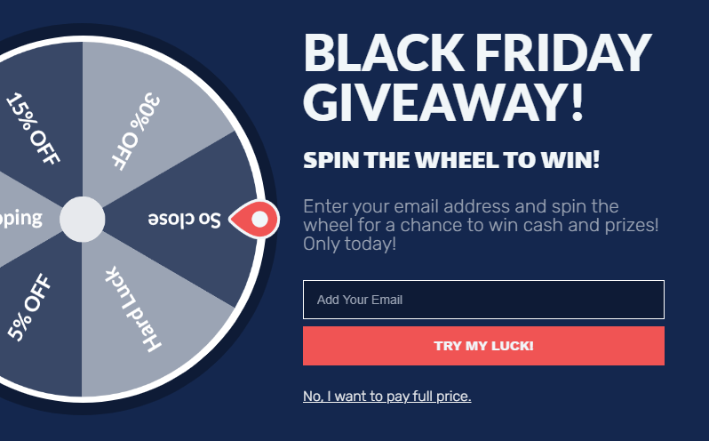Spin to win popup