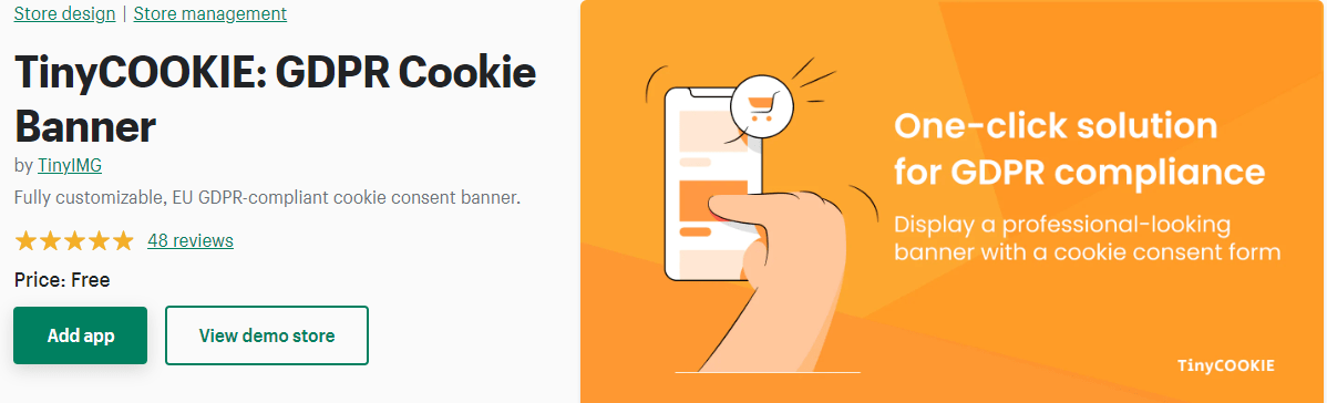 TinyCookie Shopify Cookie App