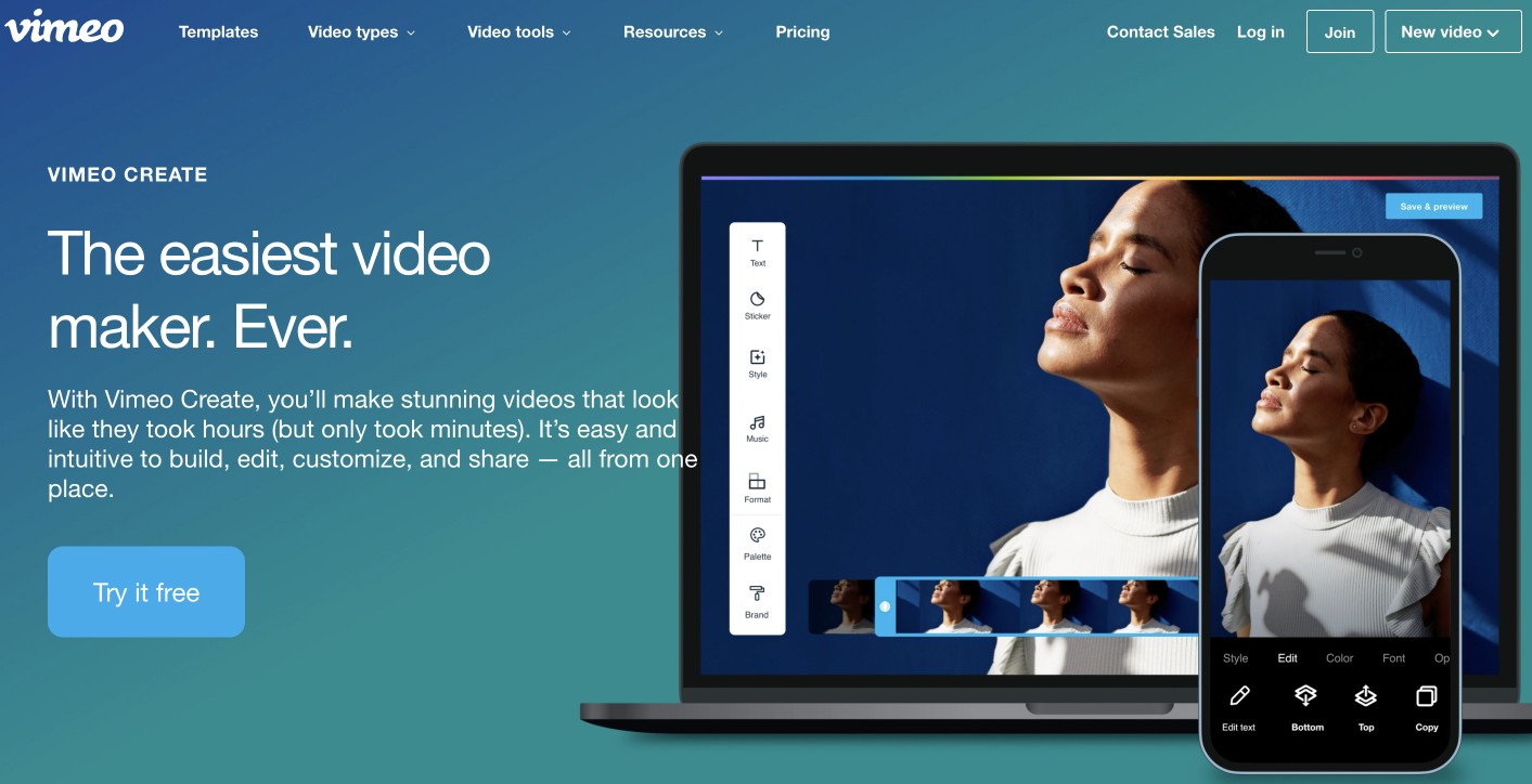 Vimeo video editing app