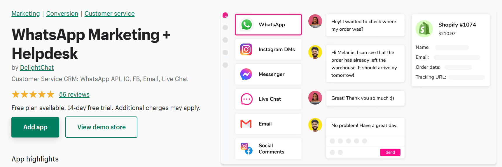 Chat support app