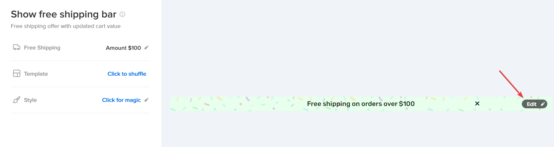 Easy Shipping Bar - Offer shipping to increase your average